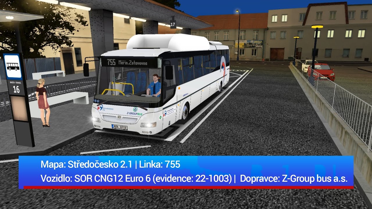 OMSI 2 | Středočesko v2.1 | SOR CNG 12 Euro6 (22-1003) (Z-Group bus a.s.) | Linka 755