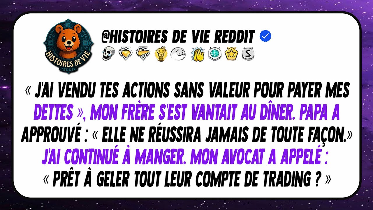 Mon frère a vendu mes actions de l'entreprise sans permission. Elles valent 327M $ maintenant.