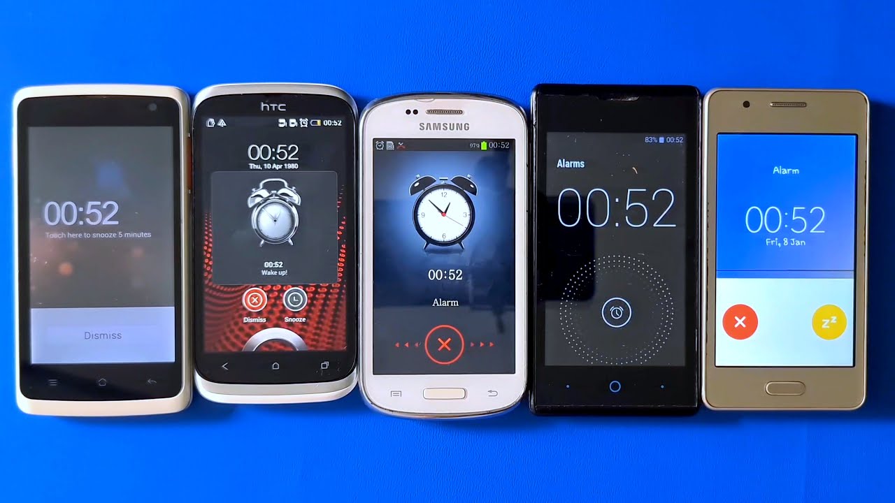 set alarm 5 phones, alarm rings, alarm goes off, then delete alarm