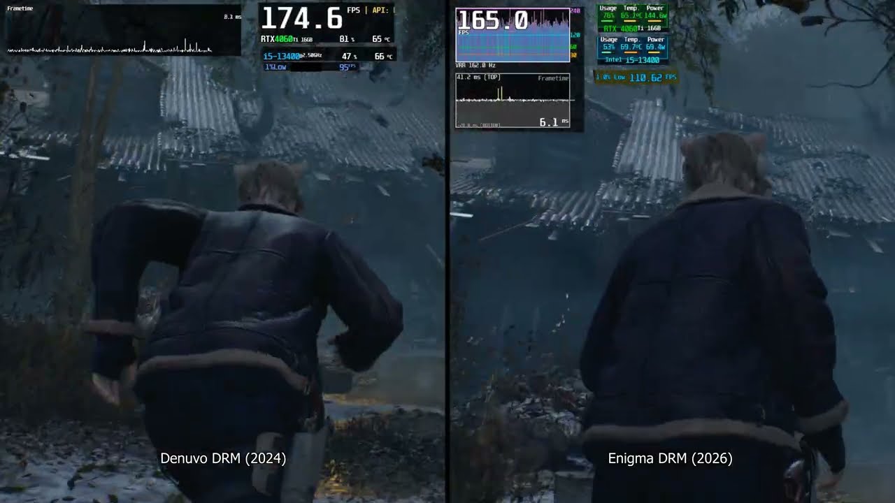 Resident Evil 4 Gold Edition DENUVO (2024) vs ENIGMA (2026) RE4 DRM FPS Comparison (Denuvo Removed)