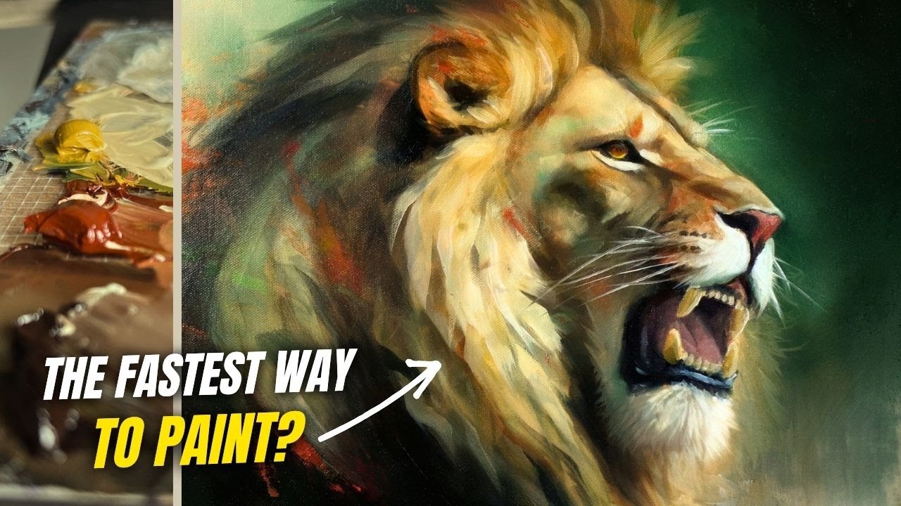 Creating a Painting in Only 1 Day  | Abstract Lion Alla Prima Oil Painting