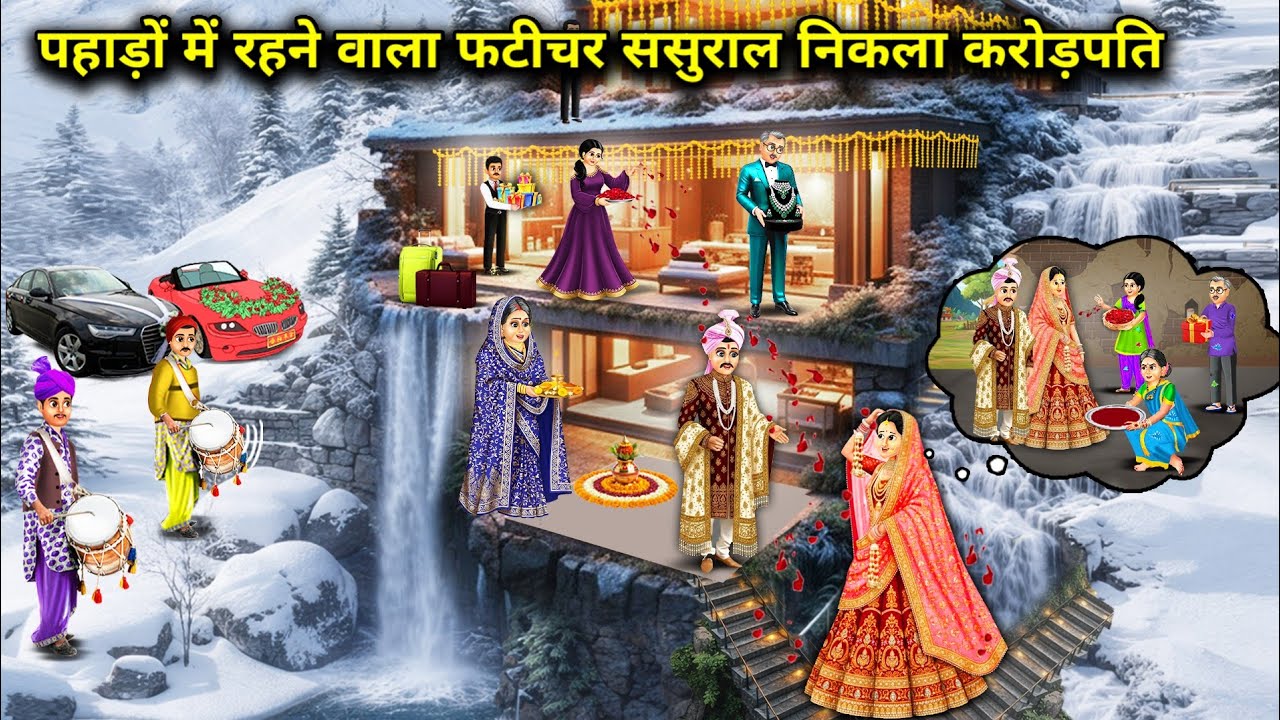 गरीब बहु का पहाड़ों में रहने वाला फ़टीचर ससुराल निकला करोड़पति||Cartoon Videos||The penniless man who