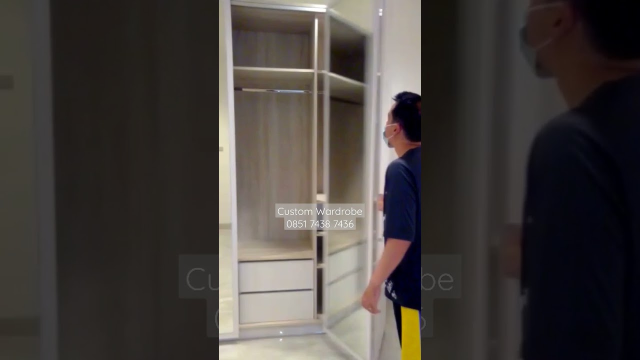 Lemari Pakaian Wardrobe Pintu Lipat Geser Kaca Cermin Minimalis, Hemat Ruang dan juga Estetik 😍😍
