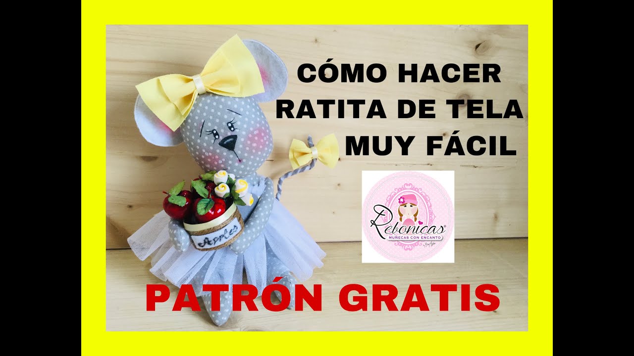 COMO HACER RATITA DE TELA MUY FACIL, PATRÓN GRATIS (orejas, rabo y lazos)