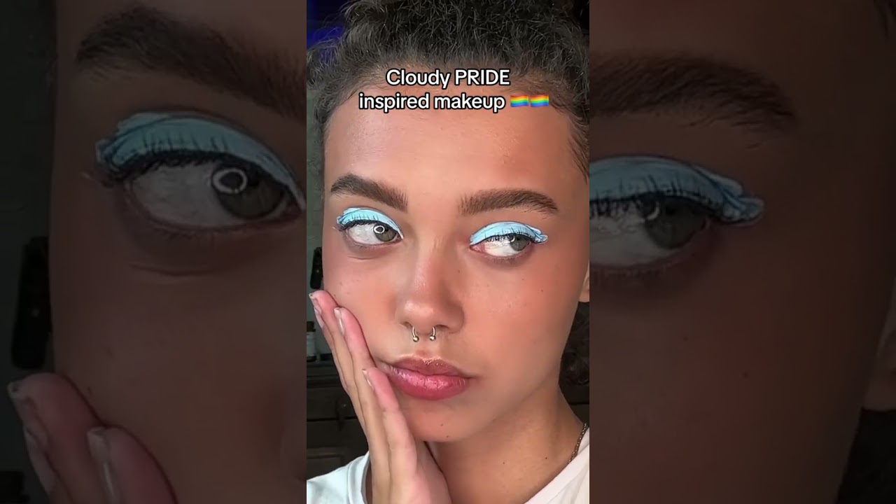Cloudy #pride inspired makeup 🏳️&zwj;🌈🏳️&zwj;🌈🏳️&zwj;🌈 #pride #makeup #shorts