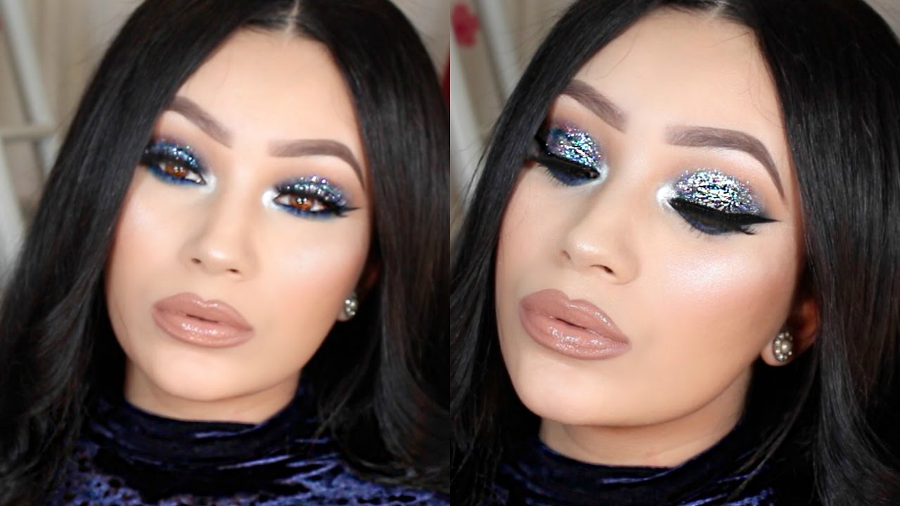 Messy Glitter Navy Blue Smokey Eye