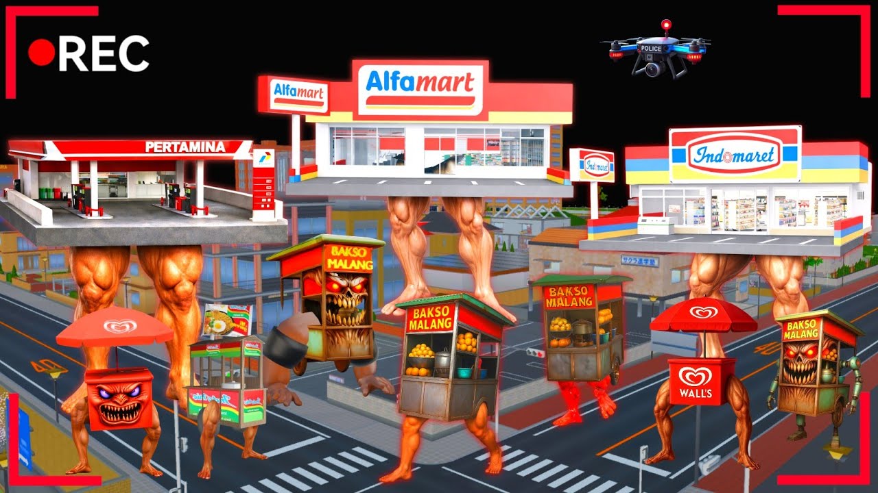 CCTV Rekam Pasukan Anomali Pertamina, Indomaret, Alfamart, Anomali Bakso Malang Serang Kota Sakura
