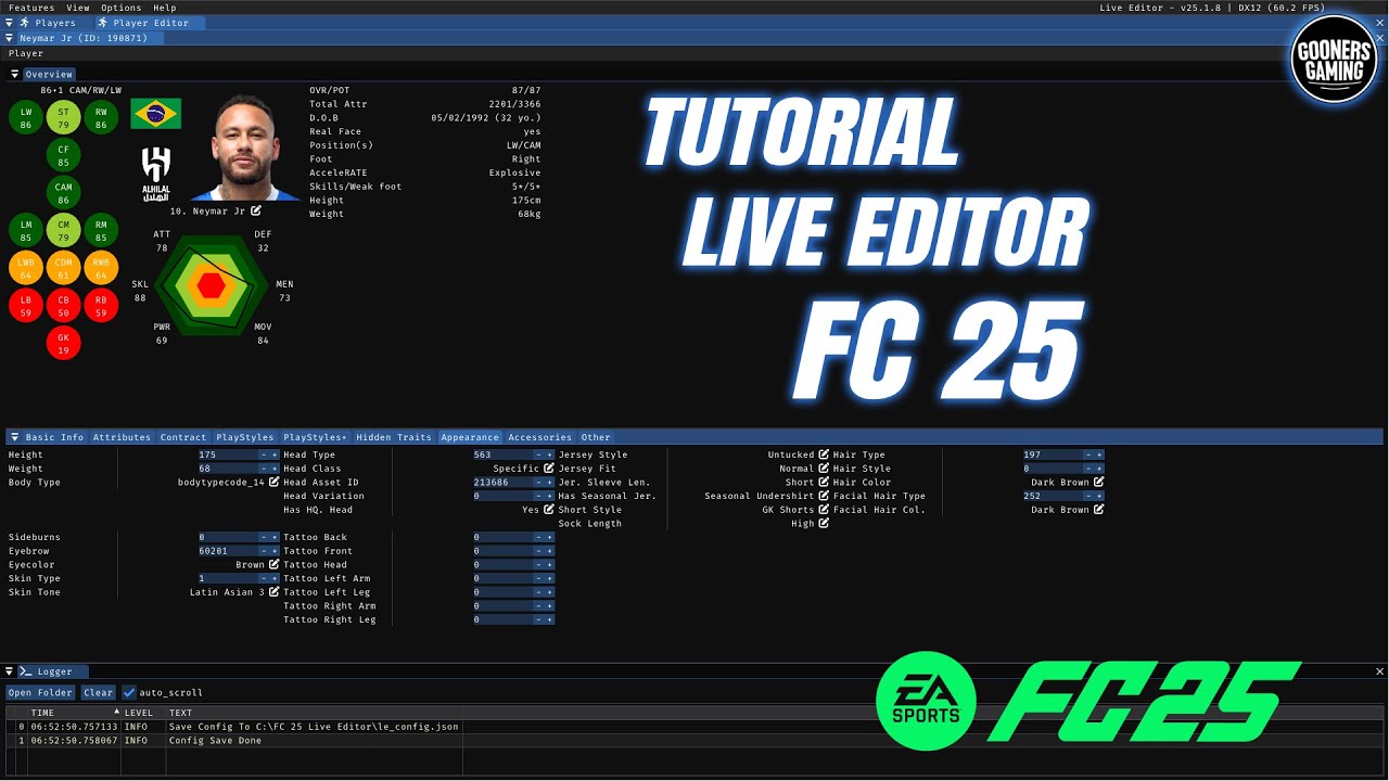 TUTORIAL MENGGUNAKAN LIVE EDITOR DI FC 25 by GOONERS GAMING - FC25 PC #fc25