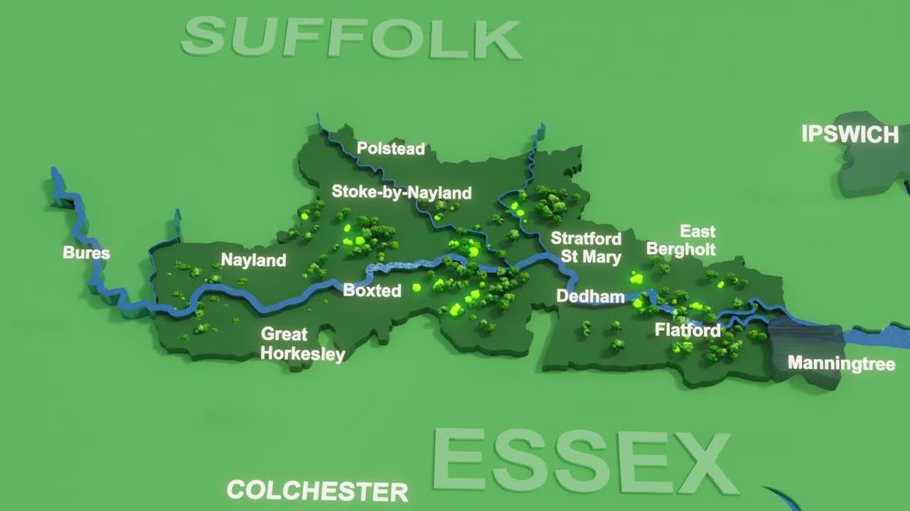Map of the Dedham Vale Area of Outstanding Natural Beauty