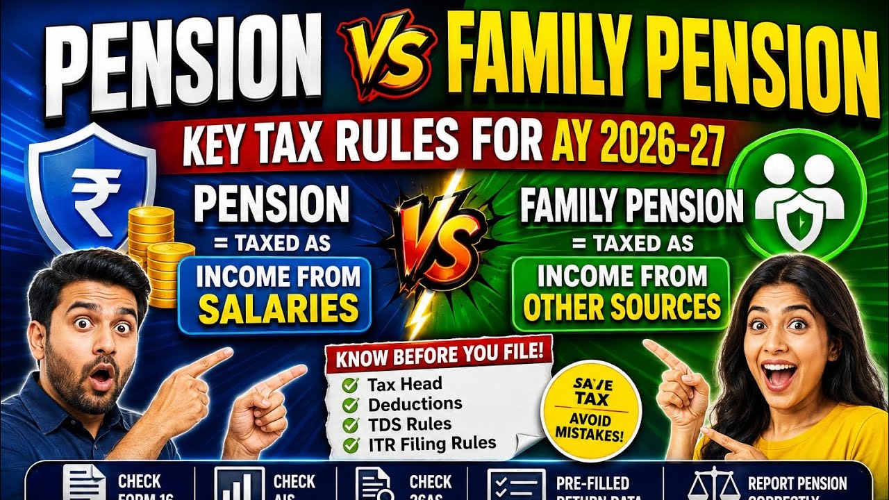 🔥 Pension vs Family Pension Explained | AY 2026-27 Tax Rules | Save Tax & Avoid ITR Mistakes