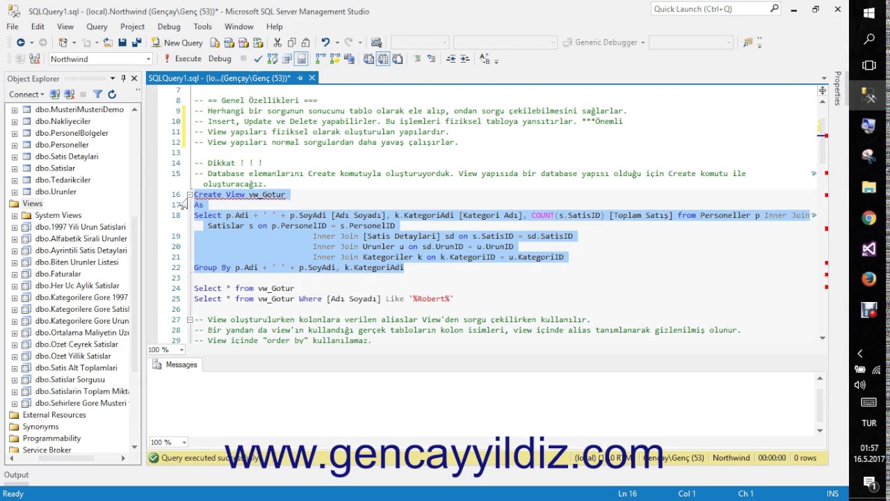 92-) T-SQL View Kullanımı, Genel Özellikleri ve Tanımlaması