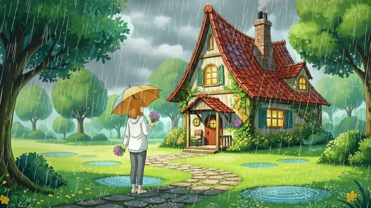 Peaceful Rainy Day in a Cozy House | Ghibli Style Animation | A Peaceful Escape