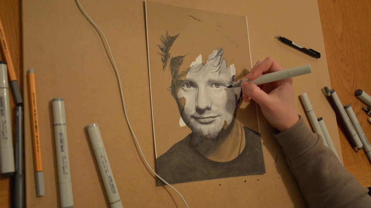 Ed Sheeran drawing timelapse - copic markers speed painting art