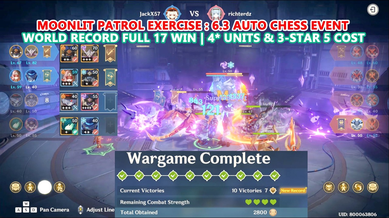 Moonlit Patrol Exercise : 6.3 Auto Chess Event World Record Full 17 Win | 4* Units & 3-Star 5 Cost