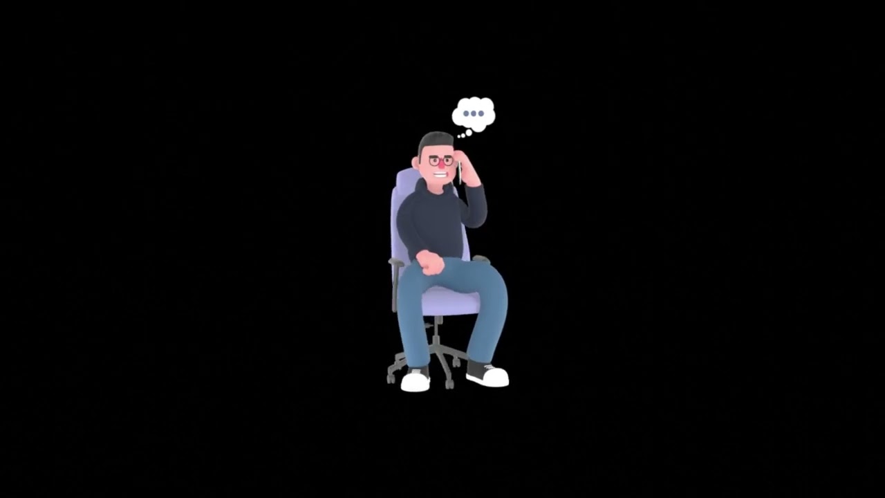 3D Cartoon Programmer Turntable | Tense Phone Call Scene