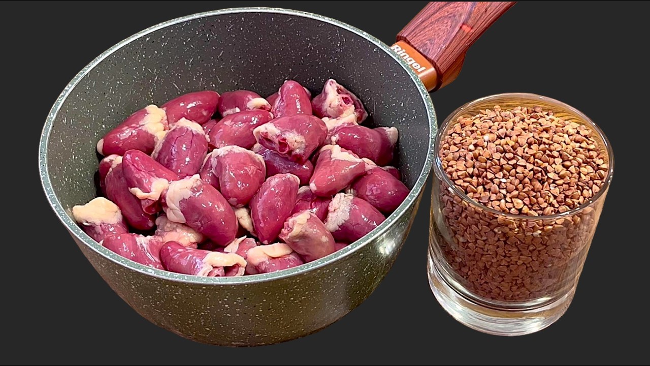 Стакан гречки и куриные сердечка! Это так вкусно! Век живи - век учись!