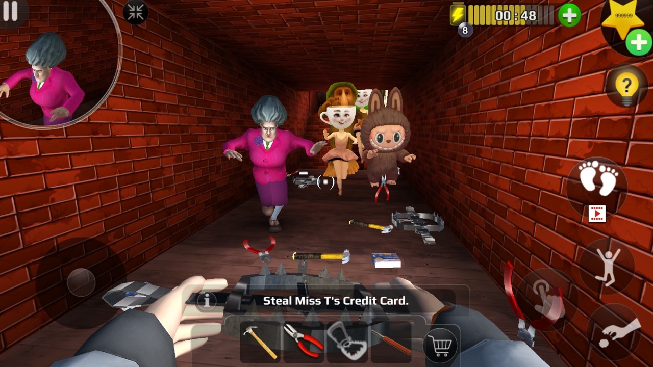 Scary Teacher 3D - троллинг мисс Т, множество лестниц и ловушек (мод-меню), геймплей, часть 5559 ...
