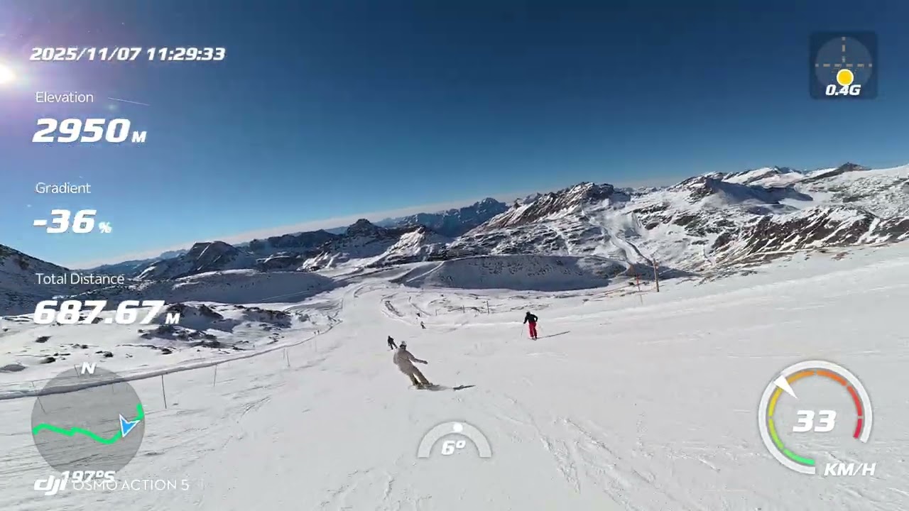 Molltaler glacier from top to bottom on the only two open slopes at the beginning of November