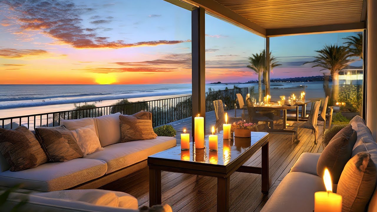 Candlelit Coastline: Ocean Waves from a Cozy Beach House | Tinnitus Relief & Relaxation for 8 Hours