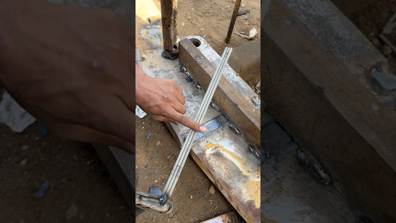 Caterpillar loader boom joint with stick welding #shorts #welding