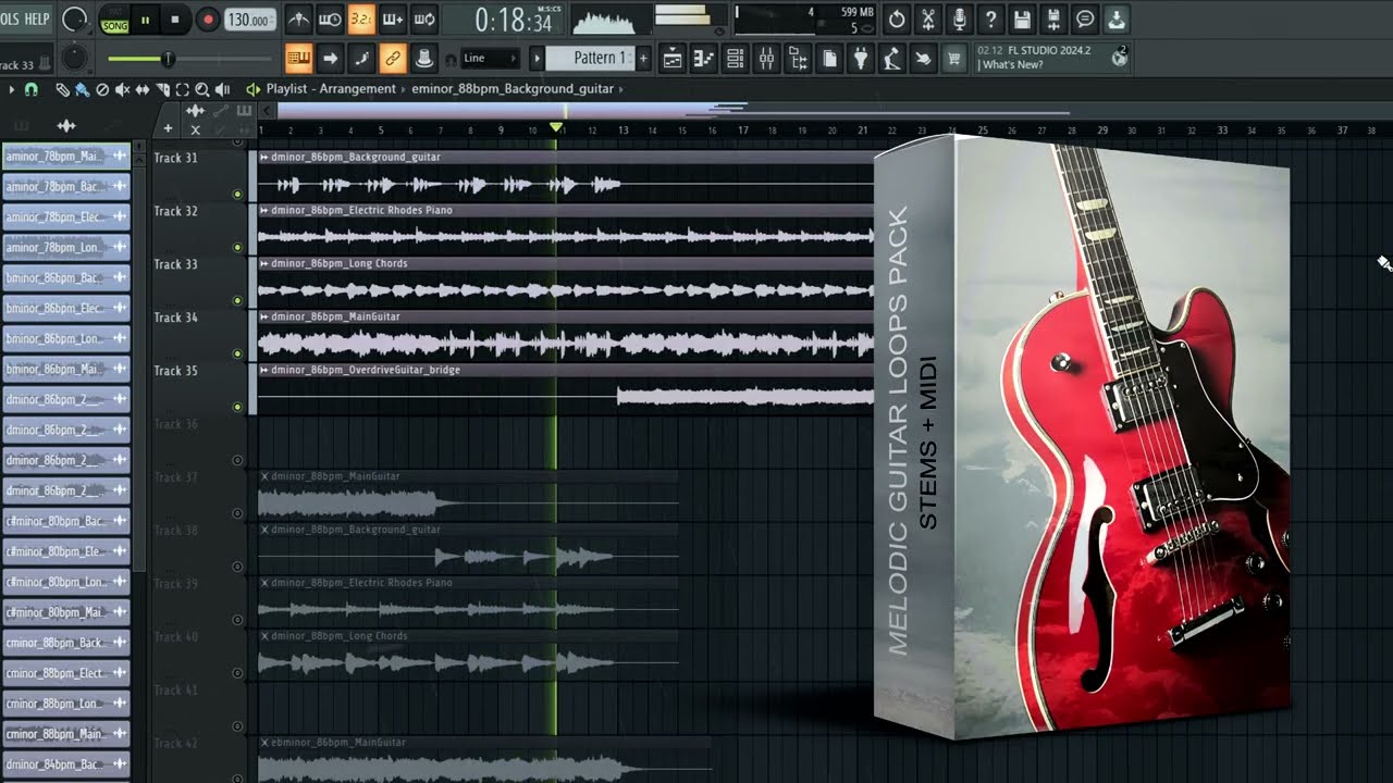 (ROYALTY FREE) Melodic Guitar Loops Kit / Samples Pack [stems+midi]