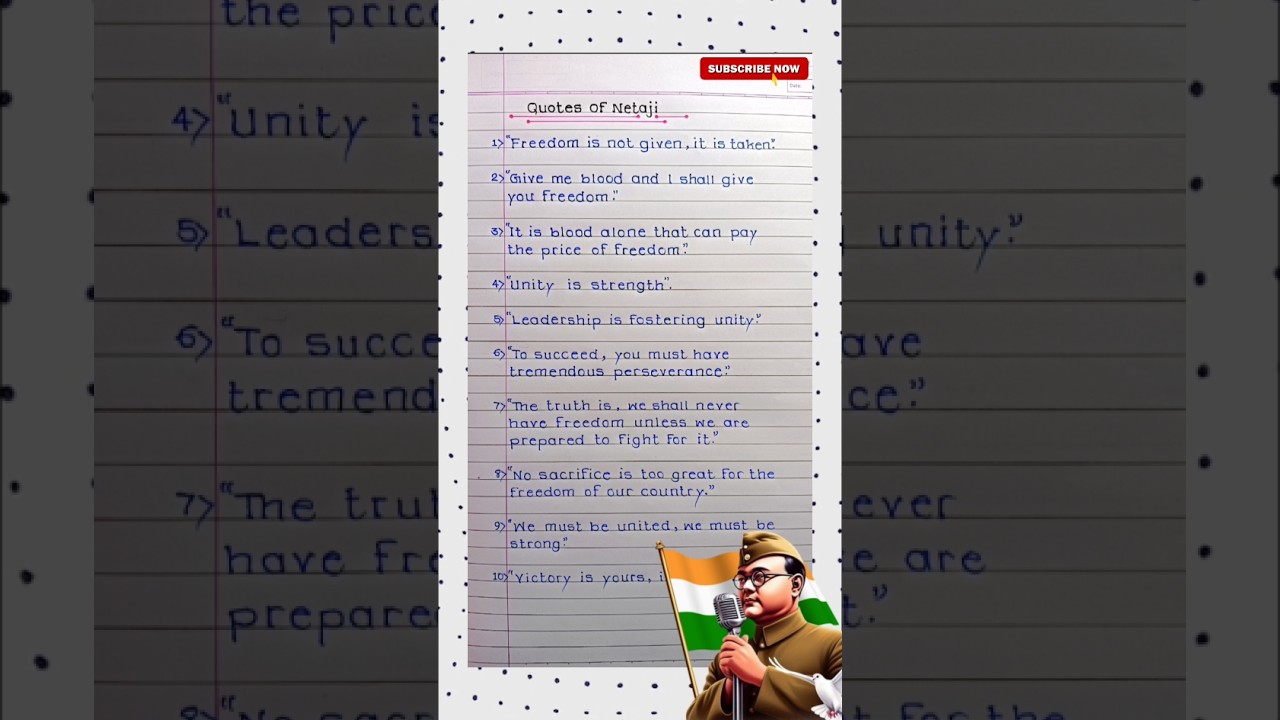 10 Inspirational Quotes of Netaji Subhash Chandra Bose in english|| #shorts #quotes #netaji