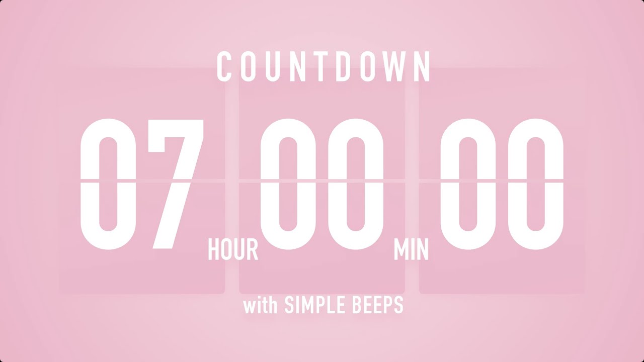 7 Hour Countdown Timer 🌸 Flip Clock with Simple Beeps 🔔