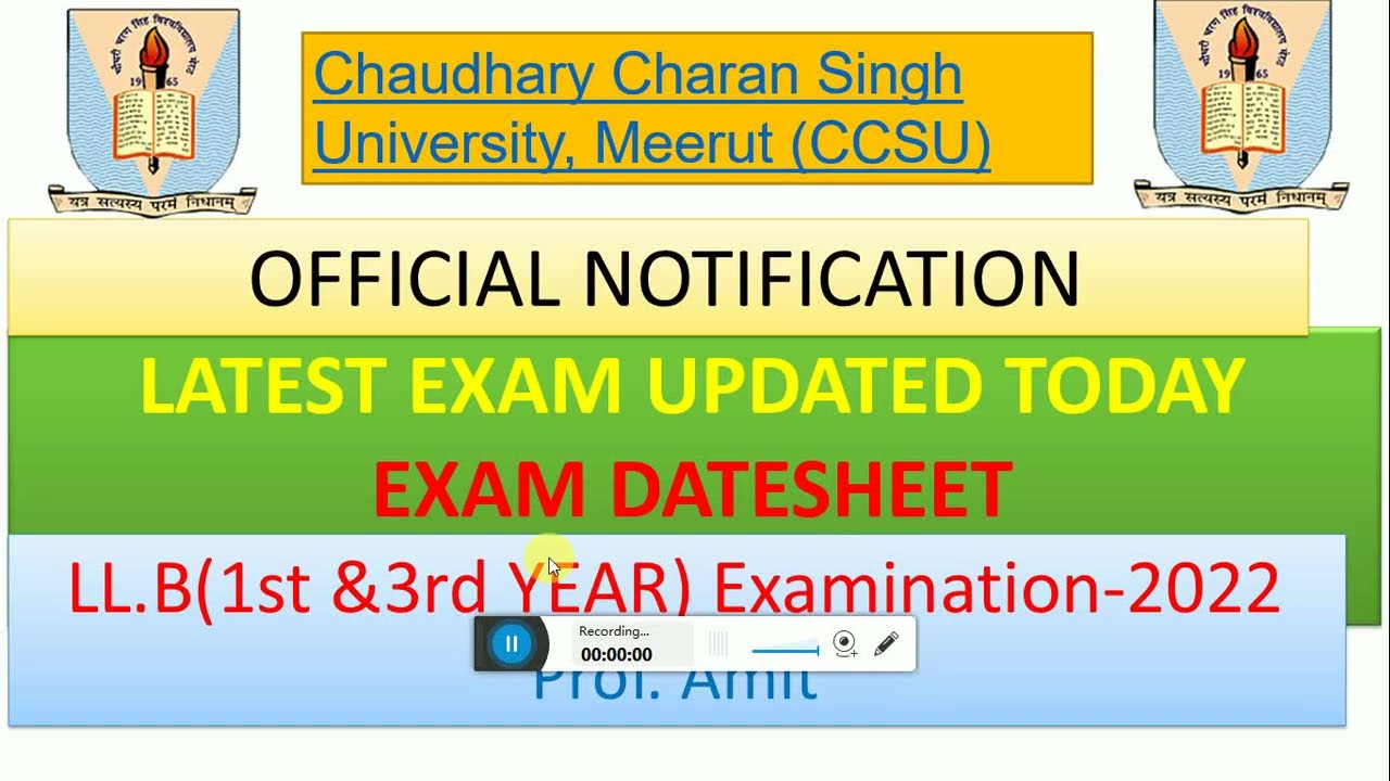 CCSU Exam Date Sheet LLB 1st & 3rd Year 2022II Breaking News