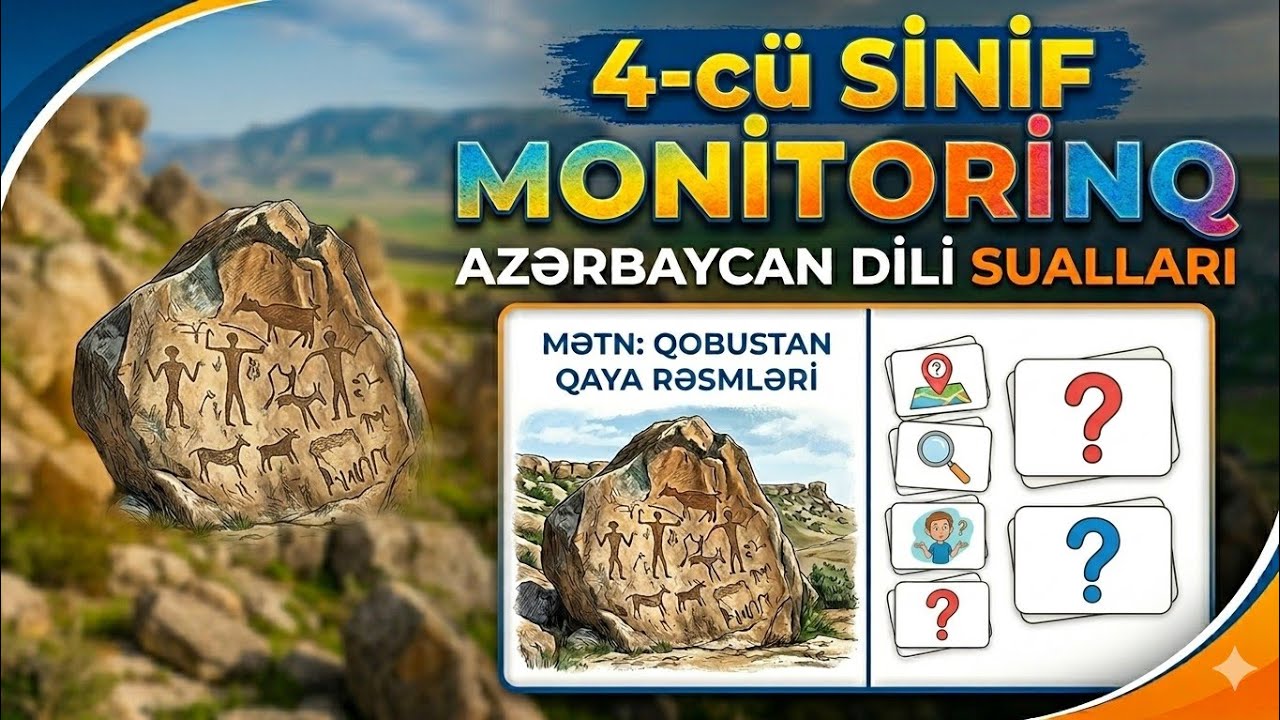 4 cü sinif Monitorinq Oxuyub anlama Testləri- Qobustan mətni-4 cü sinif Azərbaycan dili Testləri