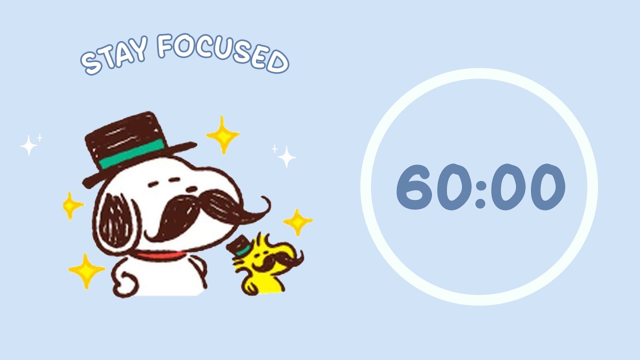 🎩 Study with Me | Gentle Snoopy & Fancy Woodstock| 60/10 Timer | Chill Lo-fi 🎶 |4 Hour Focus Session