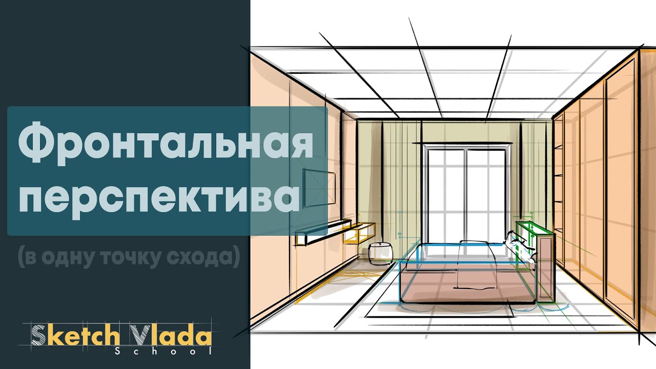 Перспектива в одну точку схода | Фронтальная перспектива от Sketch Vlada