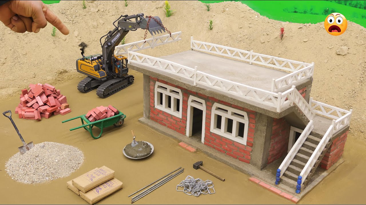 diy mini Cement House with Restroom an Balconies Construction science project@Small_Creator01