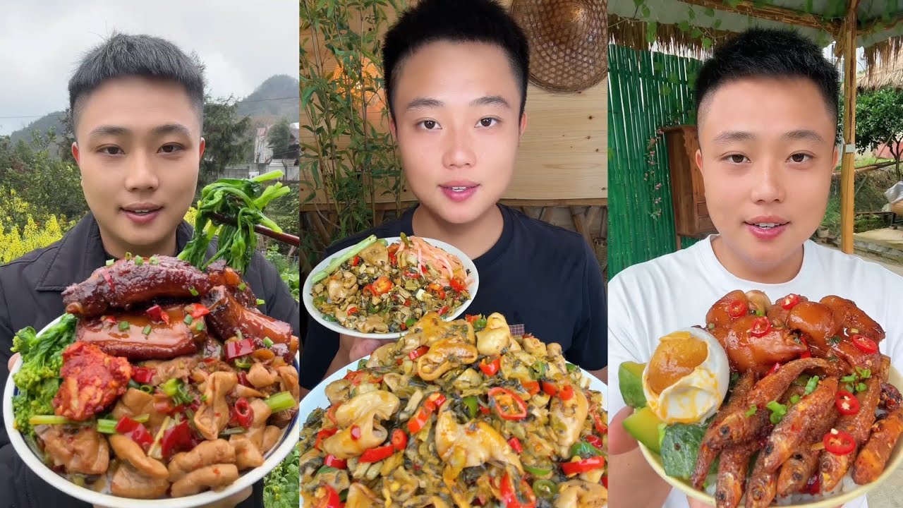 Yummy #81 Eat Meat 🍖🥓🫑🌶️🦑🍲, chicken 🍗🍗, Shrimp 🦐🦐.. #mukbang #eatingshow #yummy 