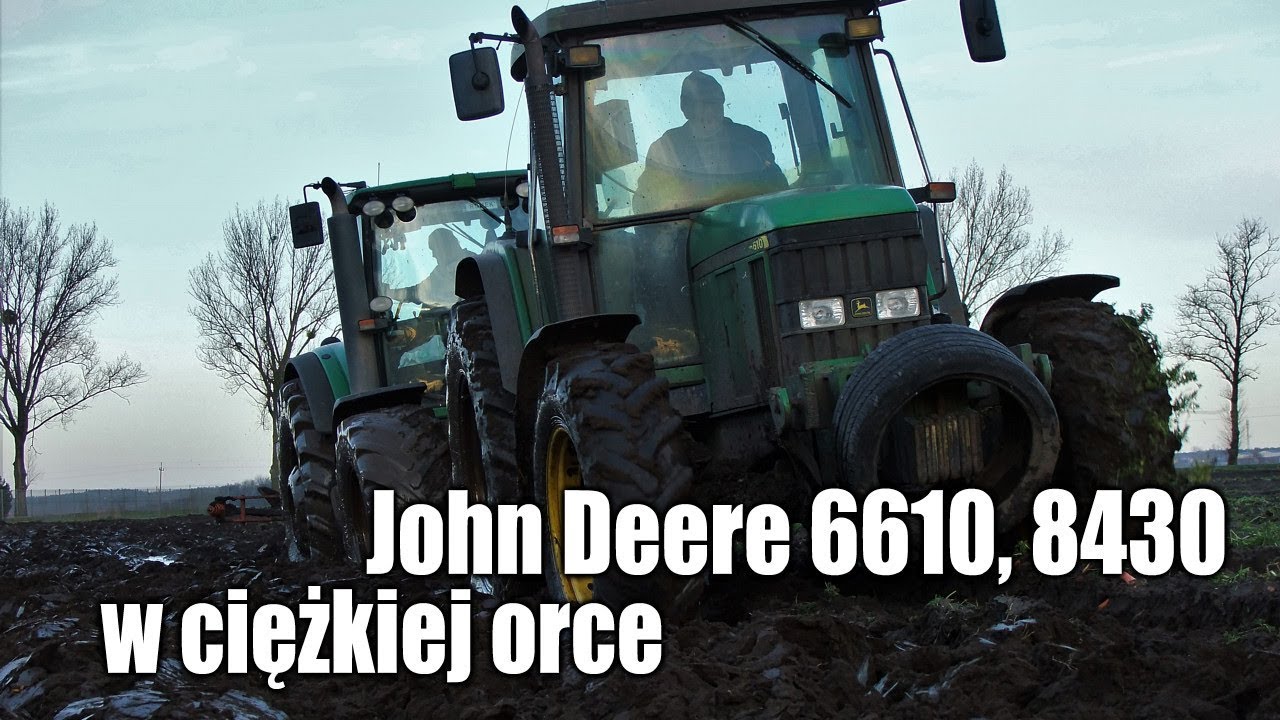 John Deere 6610 i 8430 w ciężkiej grudniowej orce