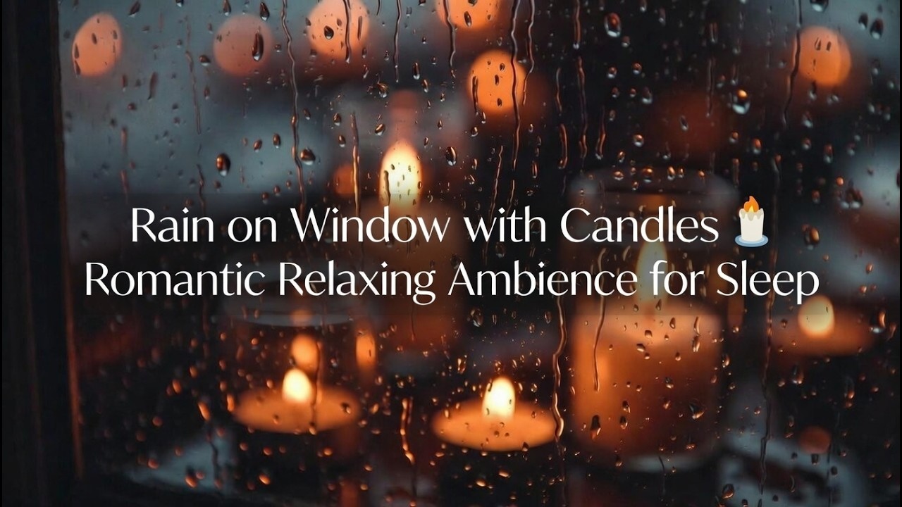 Rain on Window with Candles 🕯️ Romantic Relaxing Ambience for Sleep, Relaxation & Stress Relief