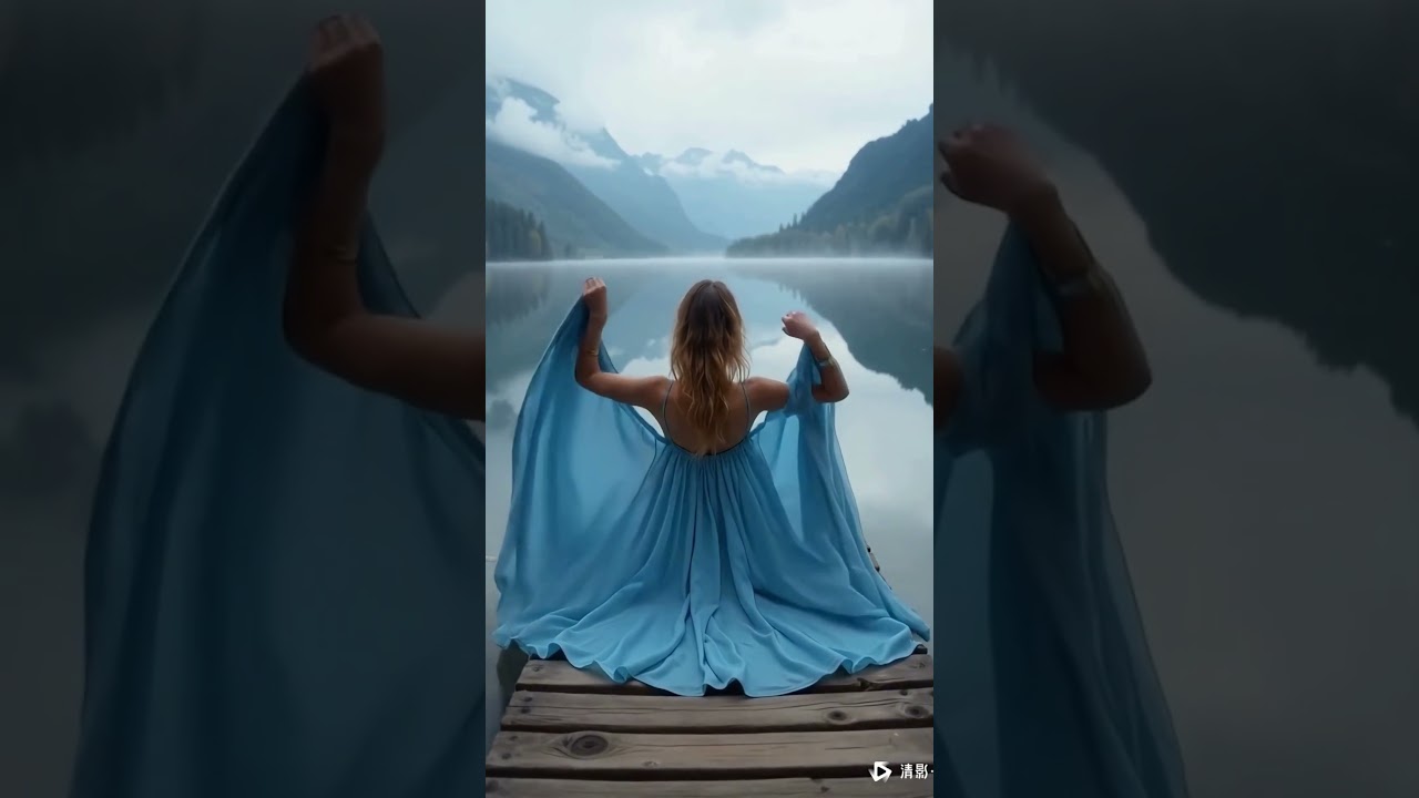 Blue Dress + Mirror Lake = Pure Serenity 🌊 #peaceful #serene  #nature