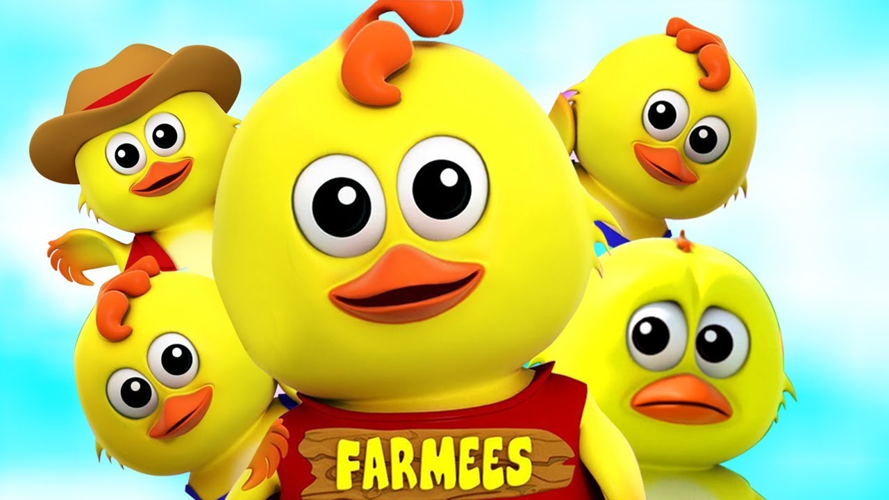 cinco pintinhos | pintinhos canções para crianças | rimas de berçário | Five Little Chicks