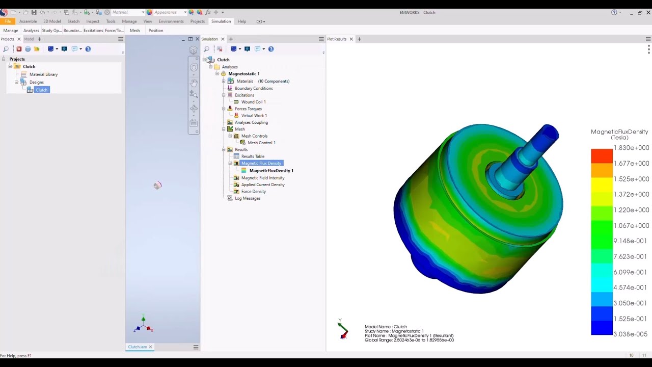 Demo Example - Clutch Analysis Using EMWORKS EMAG [Magnetostatic]