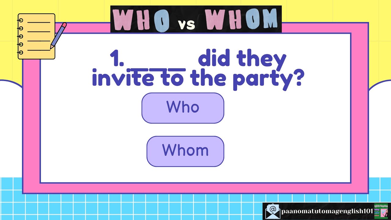 Who vs Whom Mini Quiz 1 | Can You Get All 5 Correct? #paanomatutomagenglish101