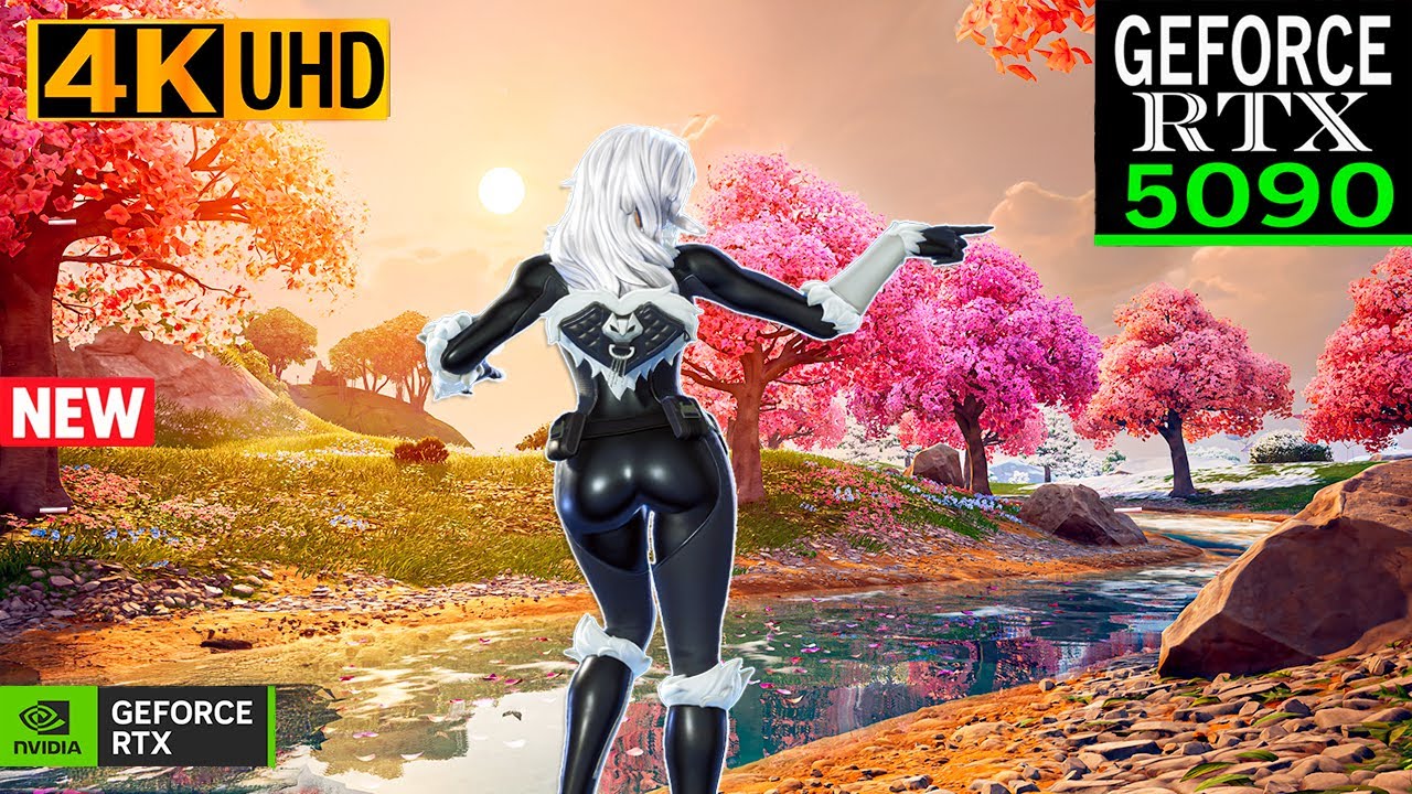 Fortnite Black Cat Skin Gameplay | RTX 5090 (4K Max Graphics + Ray Tracing ON) Ford Mustang GTD