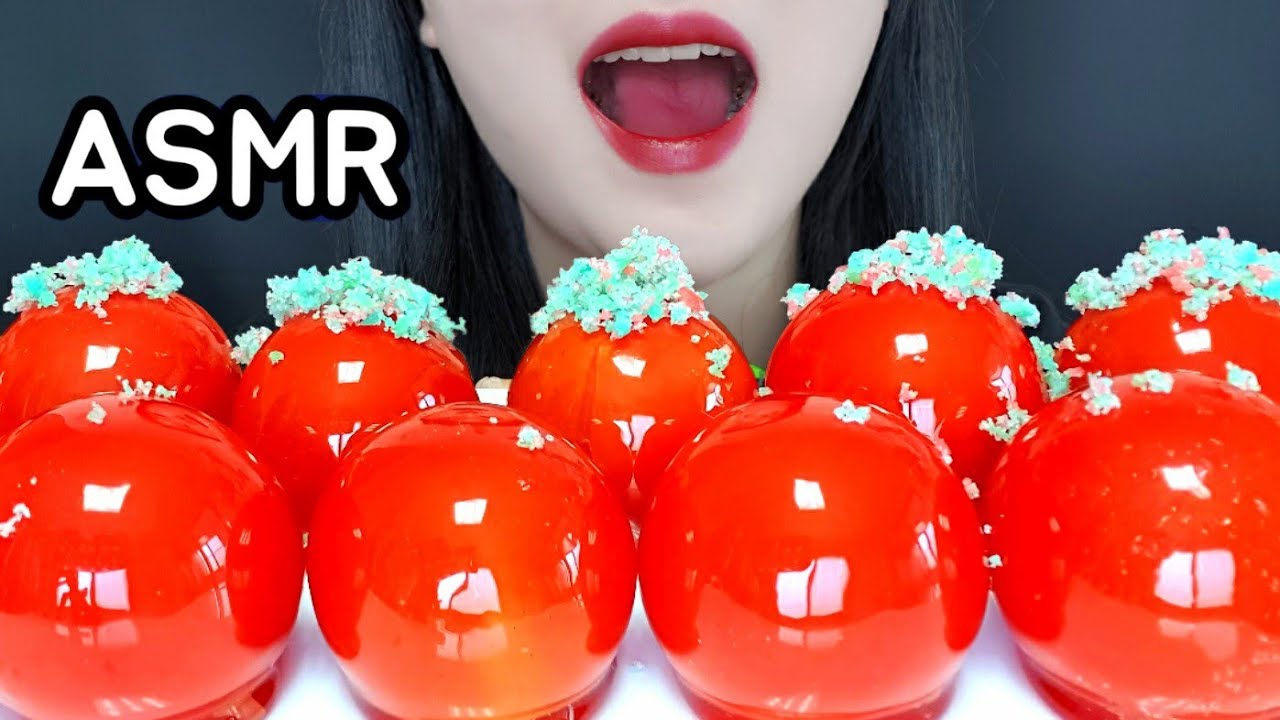 ASMR 토마토 탕후루 팝핑캔디 팡팡,フルーツ飴,Tomato Tanghulu*Popping Candy*mukbang,candied fruit.