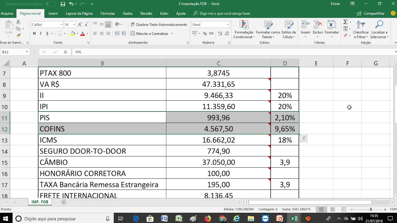 Aula 2 de 4:   Custos FOB - Curso Intensivo em Custos de Importa&ccedil;&atilde;o. Prof. Me. Denilson