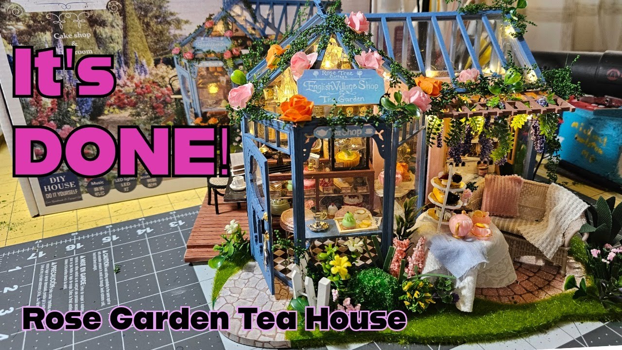 Rose Garden Tea House: FINALE! Let's put it all together! #miniatures #dollhouseminiature