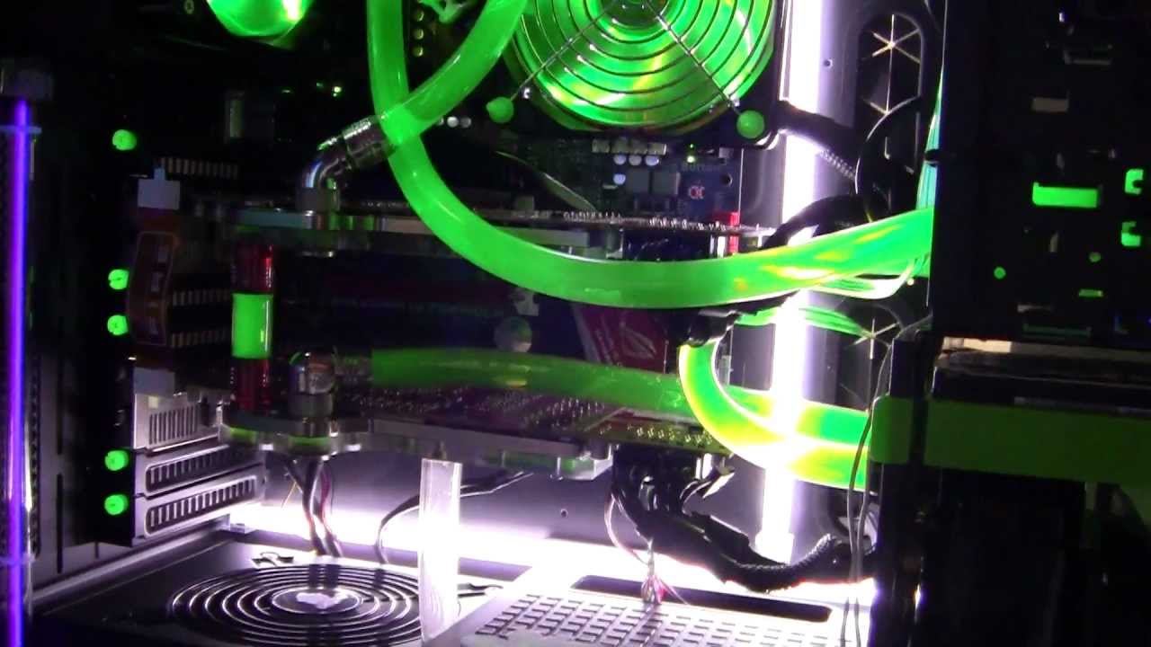 Haf X water cooled with 3 radiators gaming setup