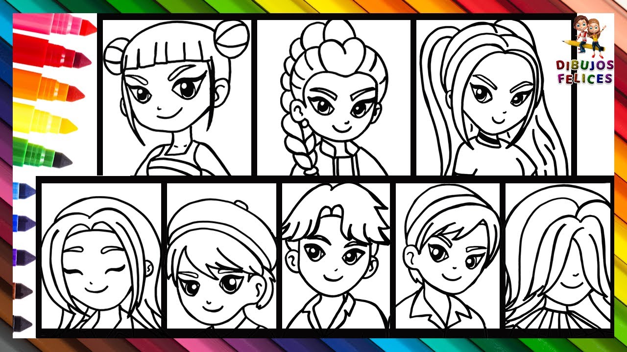 Dibuja Y Colorea A Los Personajes De Las Guerras K Pop: Huntrix Y Los Saja Boys 👩‍🎤✨👹🗡️🧑‍🎤 🌈 Dibujos