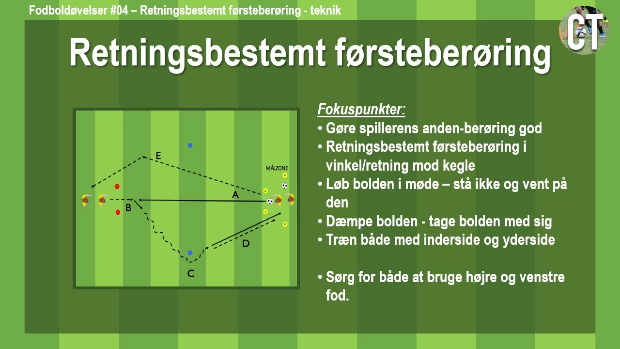 Retningsbestemt førsteberøring fodboldøvelse 04 U8, U9, U10, U11, U12