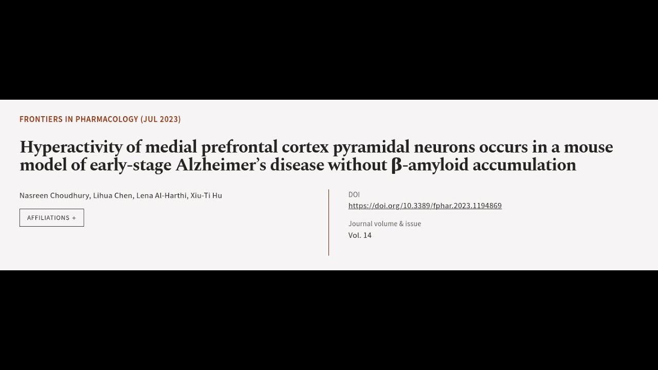 Hyperactivity of medial prefrontal cortex pyramidal neurons occurs in a mouse model o... | RTCL.TV