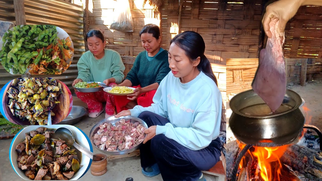 Tangkhul Naga family village life in Manipur #22/beefliver cooking Tangkhulstyle/Nongmankha,yongchak