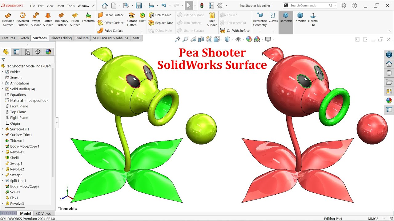 Моделирование стрельбы горохом в SolidWorks Surface