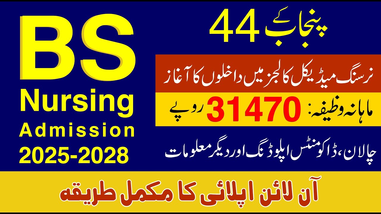 BSN Admissions 2025 Online Apply | Punjab Nursing Admission Session 2025-2028 | How To Apply